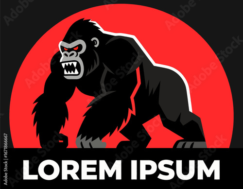 Angry Gorilla on Red Background with Text