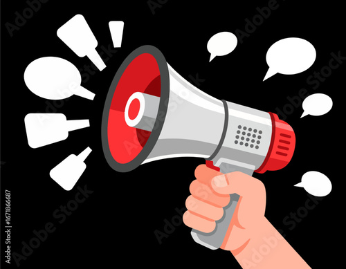 Announcing with Megaphone in Dynamic Speech Bubbles