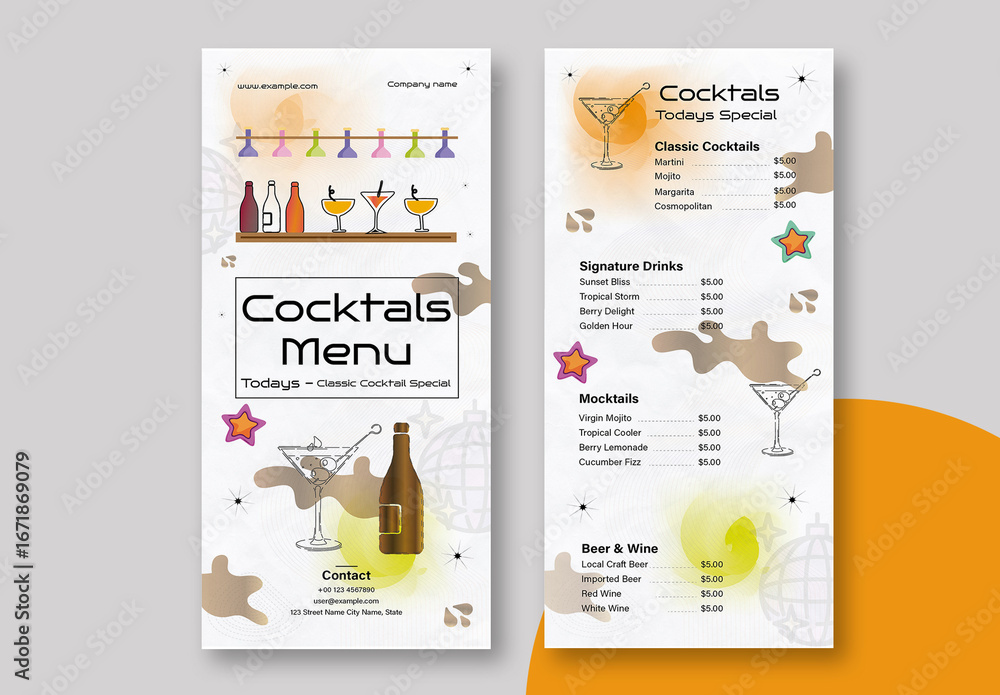 Cocktail Bar Menu Layout Stock Template | Adobe Stock