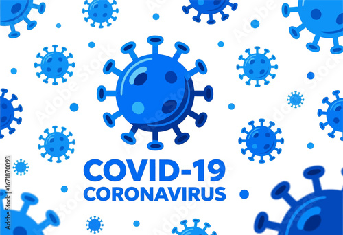 COVID-19 Virus Illustrations in Blue