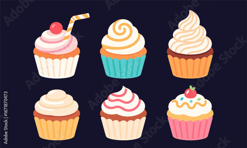 Delightful Cupcakes in Whimsical Designs with Cherries and Frosting