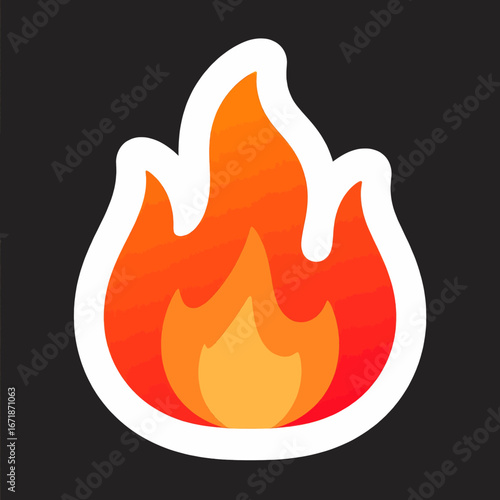 Dynamic Flame Icon on Black Background
