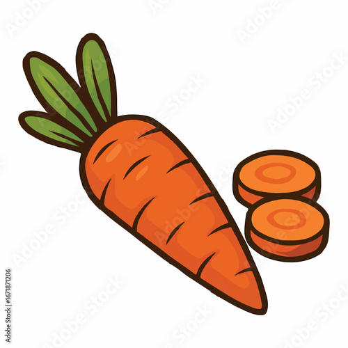 Orange Carrot with Slices - Healthy Food Illustration