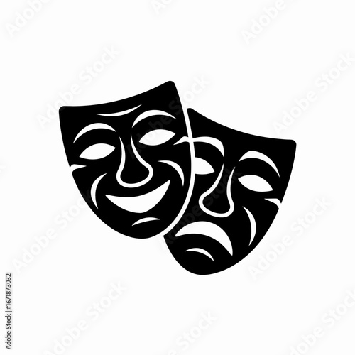Comedy and Tragedy Theatrical Masks Vector Icon