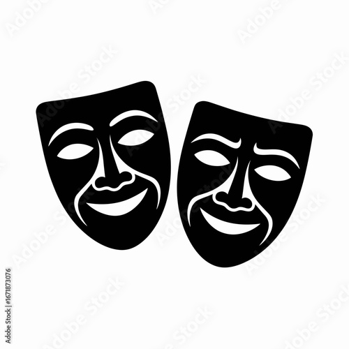 Comedy and Tragedy Theatrical Masks Vector Icon
