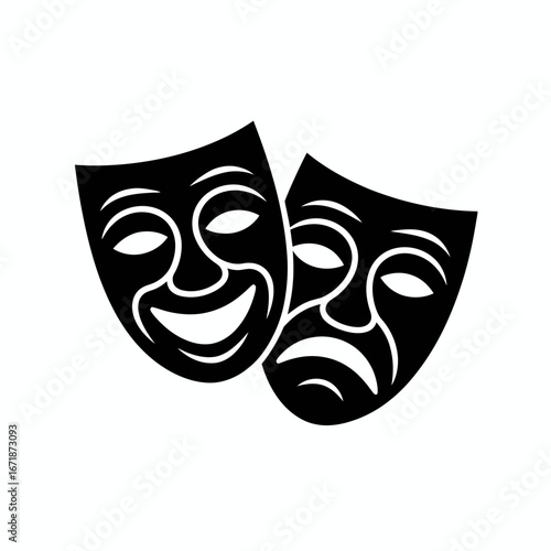 Comedy and Tragedy Theatrical Masks Vector Icon