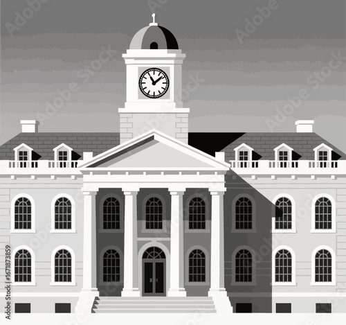 Historic Courthouse Clock Tower in Classic Monochrome