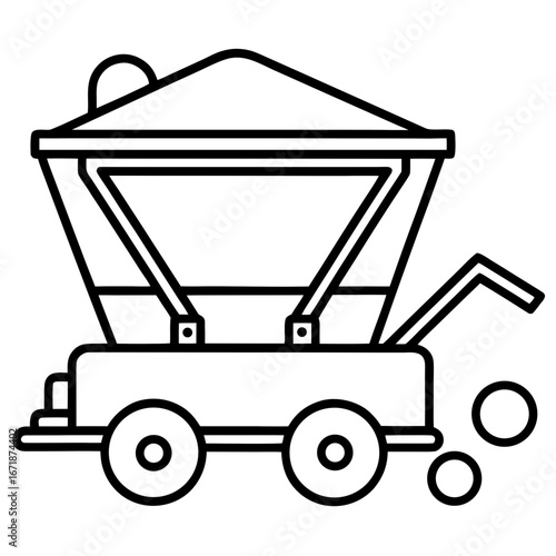 Fertilizer Spreader Machine Line Art Vector Icon Minimalist Agricultural Equipment Illustration