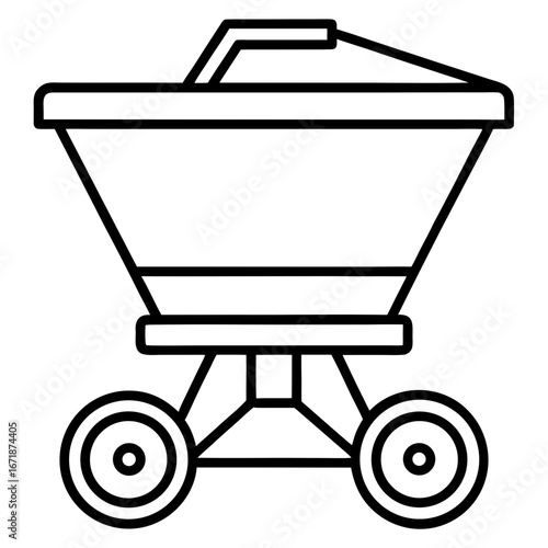 Fertilizer Spreader Machine Line Art Vector Icon Minimalist Agricultural Equipment Illustration