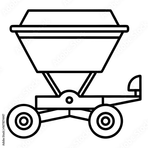Fertilizer Spreader Machine Line Art Vector Icon Minimalist Agricultural Equipment Illustration