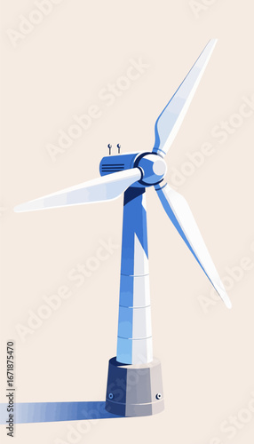 Modern Wind Turbine against Calm Sky