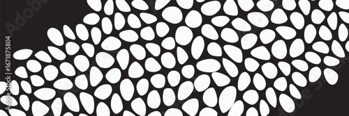 Black and white geometric seamless patterns vector set. Irregular shapes repeated backdrop for web tiles, science and interior designs. voronoi line polygonal cells template background collection