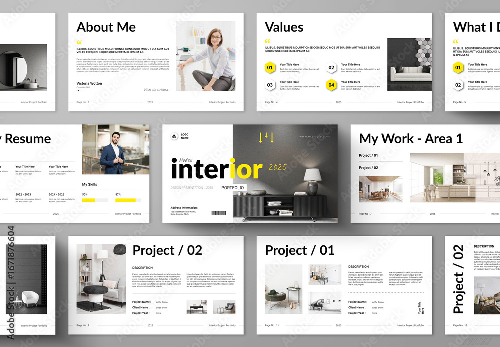 Interior Portfolio Presentation Template Stock Template | Adobe Stock