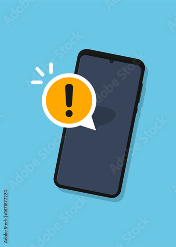 Alert notification on the smartphone screen stock illustration
