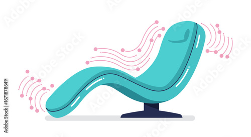 Modern relaxation chair with vibration waves in flat style