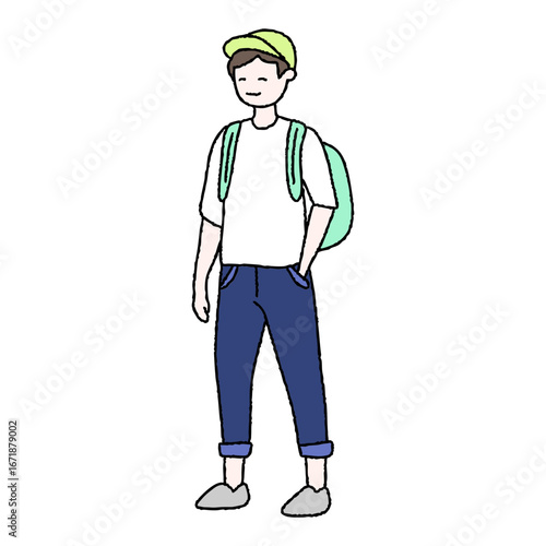 대학생 또는 여행하는 사람 일러스트