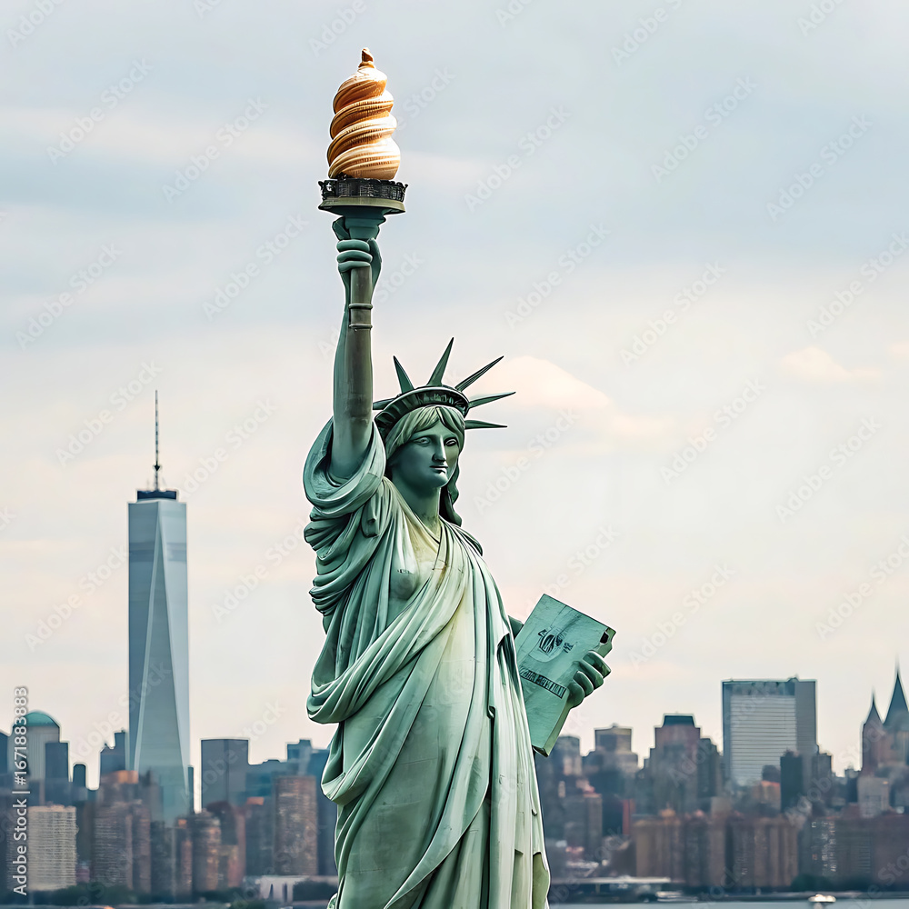 Fototapeta premium statue of liberty and manhattan
