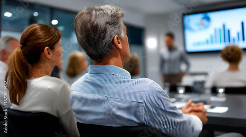 Investors Observing CEO Presenting Revenue Growth Strategies