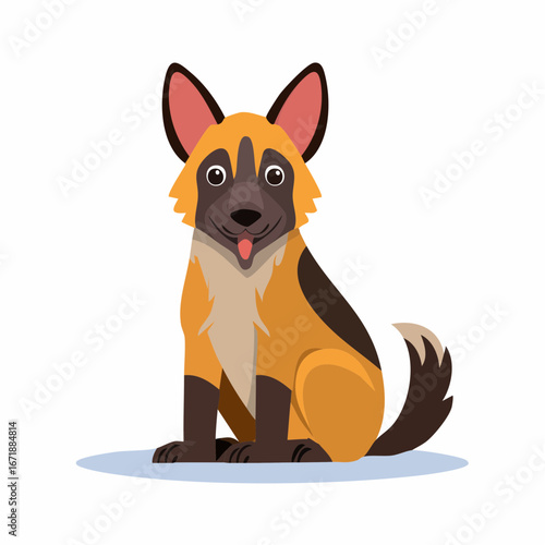 Joyful Canine Companion: A charming and cheerful illustration captures the essence of a dog, sitting gracefully and radiating positivity and affection with its cheerful demeanor.