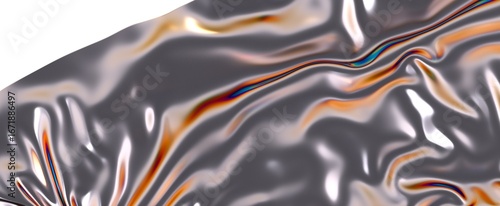 Vászonkép High-resolution image of draped metallic fabric with iridescent highlights