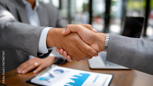 Investor handshake with CEO solidifying mutual trust in business strategy