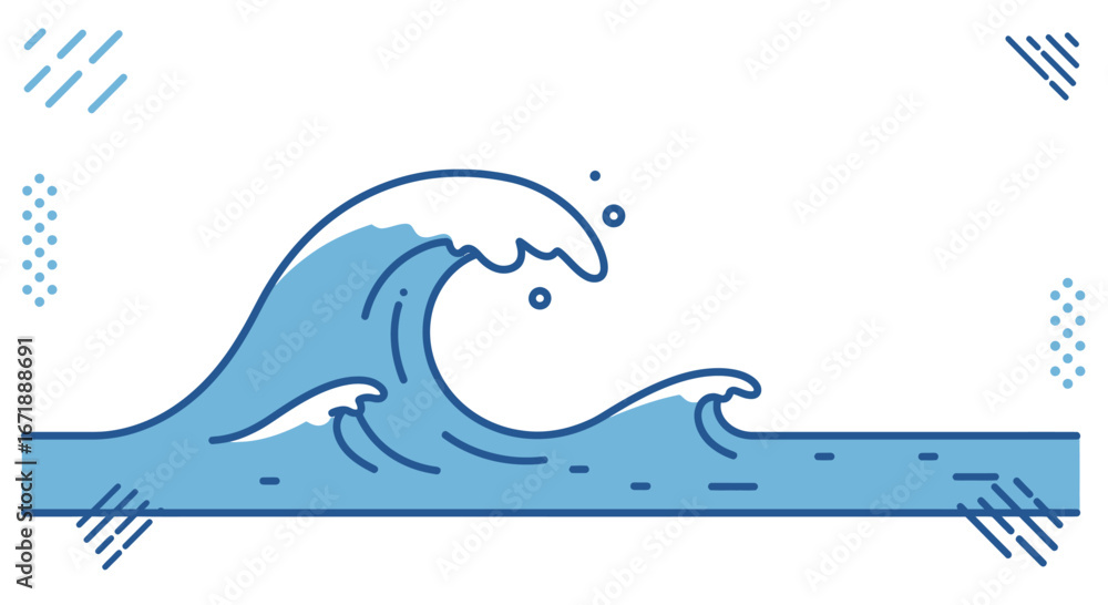 Naklejka premium Simple, stylized illustration of a large ocean wave.