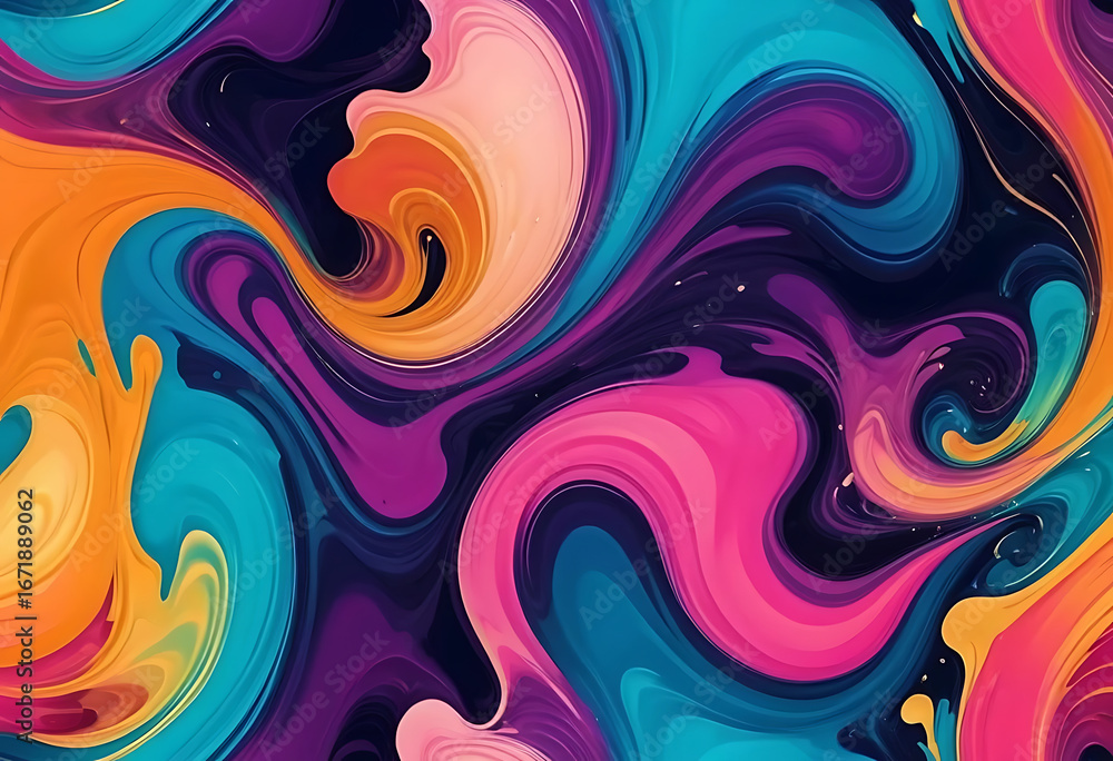 Fototapeta premium Colorful fluid swirl with bold orange and purple abstract style