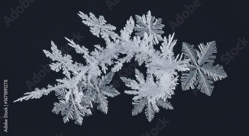 Intricate frosty patterns: Exploring the captivating world of crystalline snowflakes captured