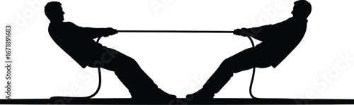 Tug of war competition silhouette vector illustration concept