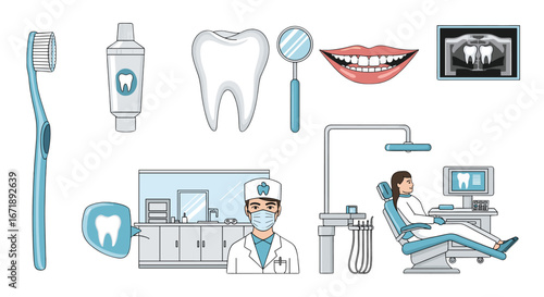 Dental care and tools in medical clinic