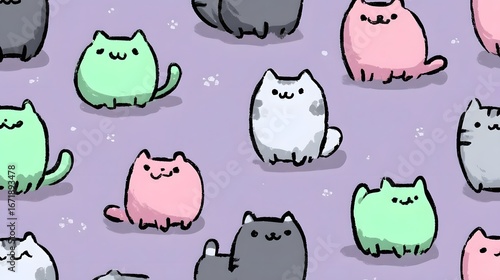 Cute cartoon cats pattern