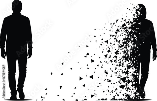 Man dissolving concept design for mental health and depression