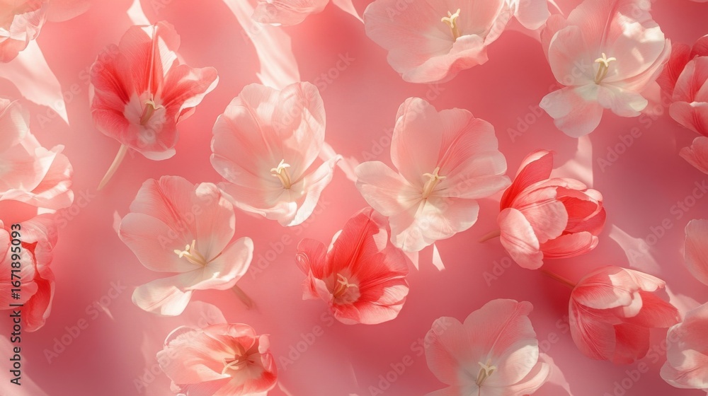 Fototapeta premium Delicate tulips creating a pastel dreamscape of coral and blush floral design