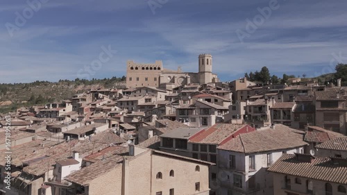 Drone View of Valderrobres Village in Teruel Aragon Spain Medieval Town
