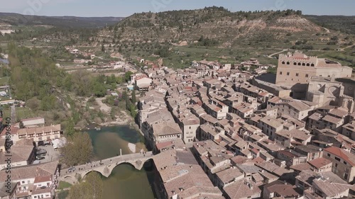 Drone View of Valderrobres Village in Teruel Aragon Spain Medieval Town