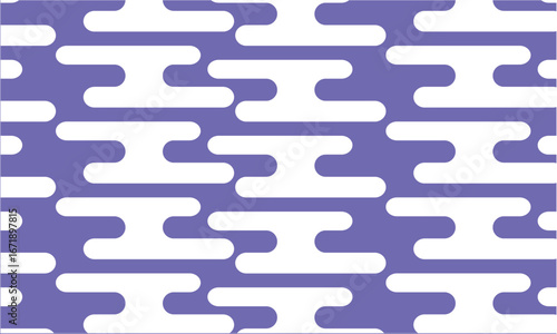 Seamless pattern shows white rounded bars horizontally arranged over solid violet background