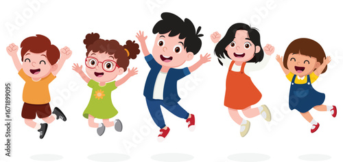 Happy Children, elementary or kindergarten kids