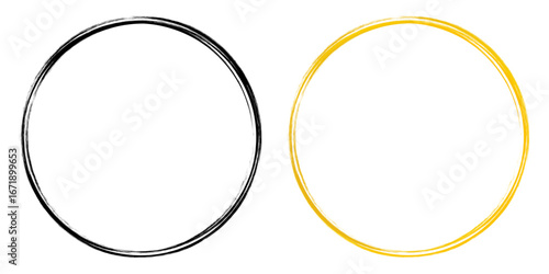 Minimalist round brush stroke frame in black and gold – A handcrafted circular brush frame designed to enhance packaging, invitations, and decorative designs.