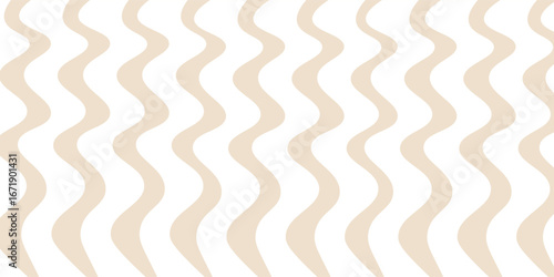 Retro seamless pattern with funky design. Vertical wavy white and cream wavy lines.
