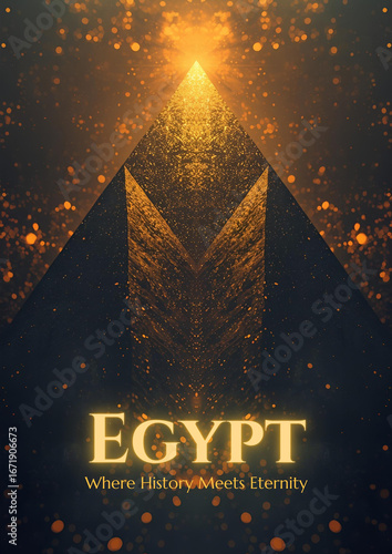 Mystical Ancient Egyptian Landscape with Golden Pyramid