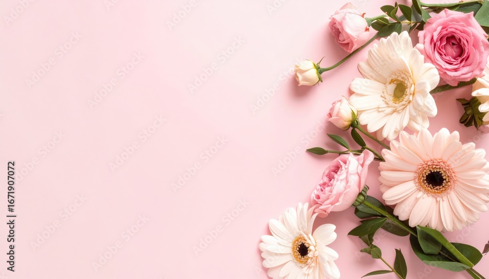 Fototapeta premium Floral arrangement display studio photography bright environment close-up view beauty and nature concept
