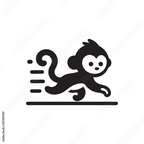 Canvas Print 2d cute monkey logo with white background