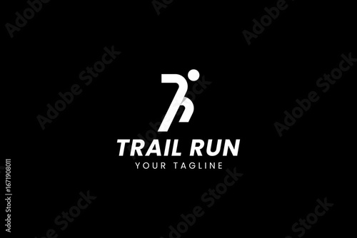 Running Across Mountain Trail Run Logo Design