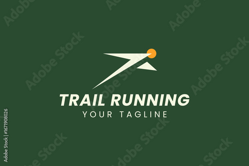 Running Across Mountain Trail Run Logo Design