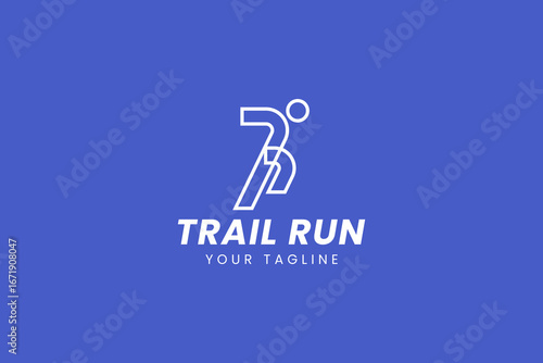 Running Across Mountain Trail Run Logo Design