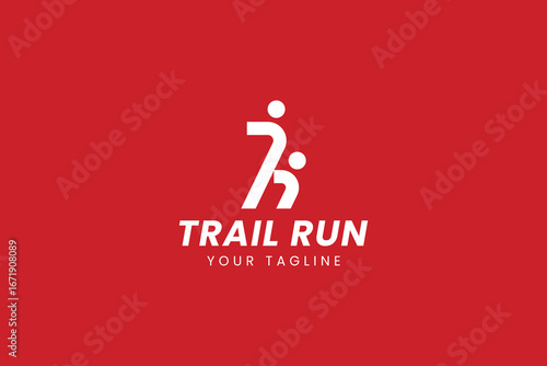 Running Across Mountain Trail Run Logo Design