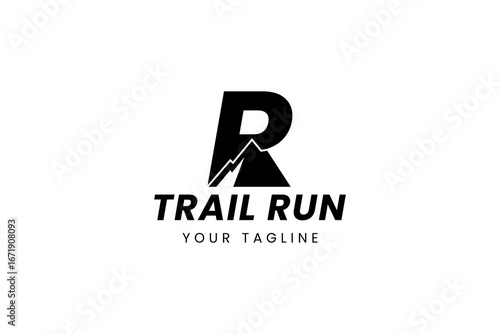 Running Across Mountain Trail Run Logo Design