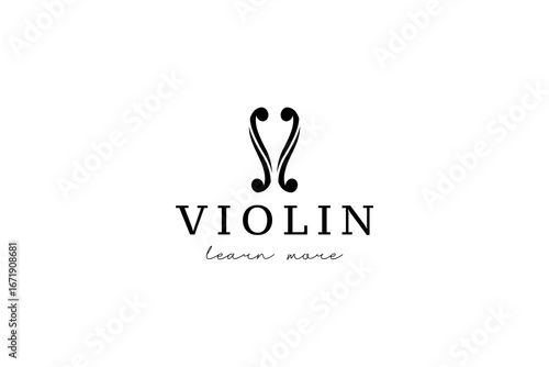 Simple Minimalist Violin Fiddle Viola Silhouette for Music Concert Show Logo Design