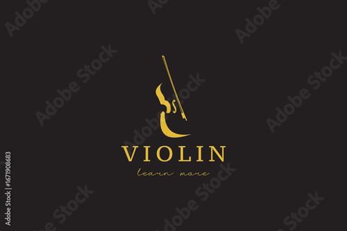 Simple Minimalist Violin Fiddle Viola Silhouette for Music Concert Show Logo Design