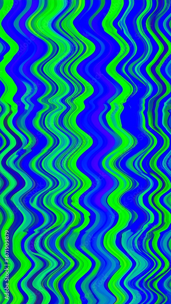 Obraz premium Vibrant Wavy Lines Abstract Background in Bold Blues and Greens With a Ripple Pattern